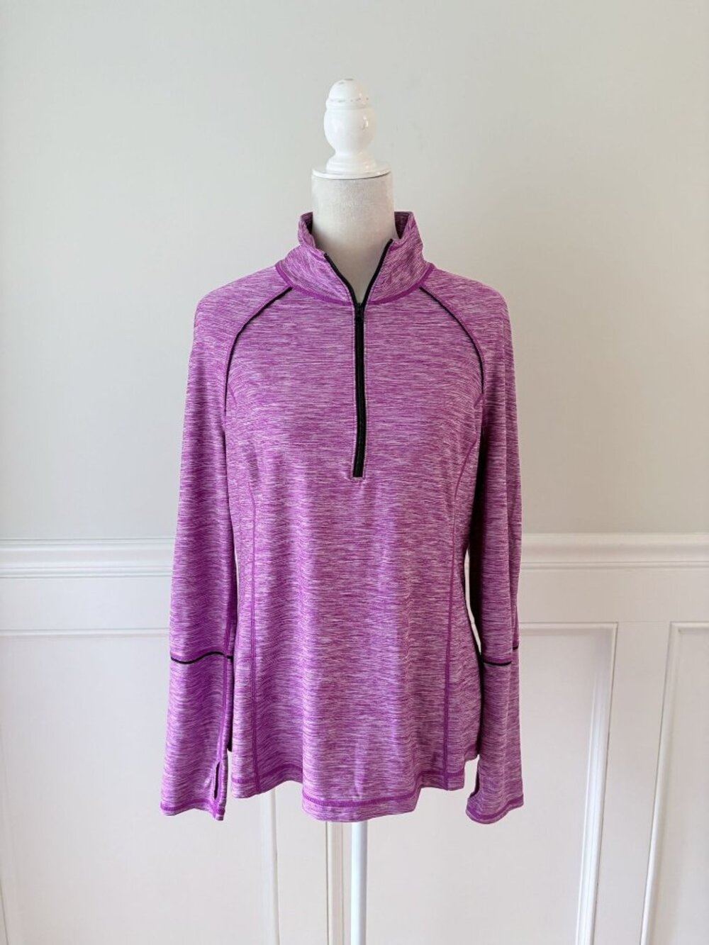 Z by zella Womens Pink/Purple Quarter-Zip Pullover XL Long Sleeve Lightweight St